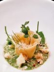 Agnolotti de ricotta, queso de oveja y pesto de acederas